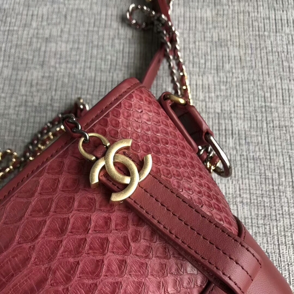 Chanel Gabrielle Mini Shoulder Bag Original Python Leather 8122A Marroon