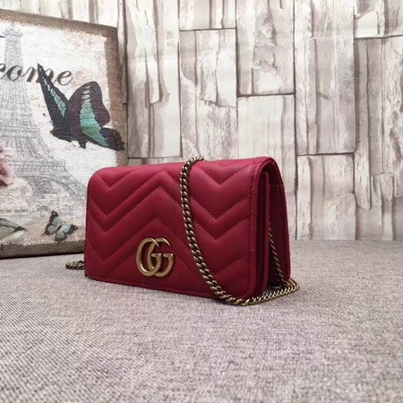 Gucci GG Marmont Embroidered Velvet Mini Bag 488426 Red