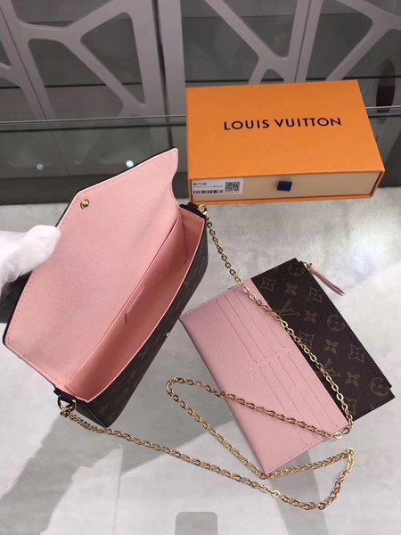 Louis Vuitton Monogram Canvas Felicie Chain Wallet M61276 Pink