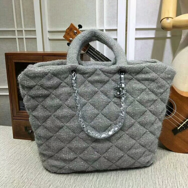 Chanel Suede Leather Tote Bag 92111 Grey