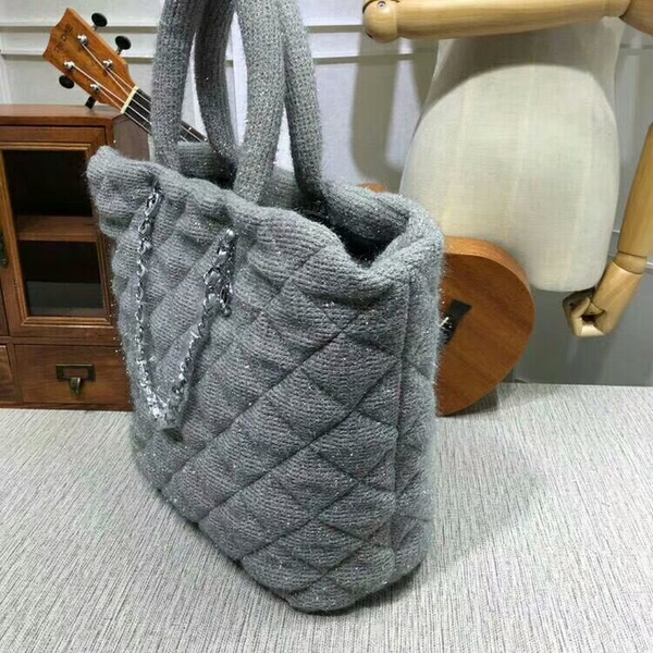 Chanel Suede Leather Tote Bag 92111 Grey
