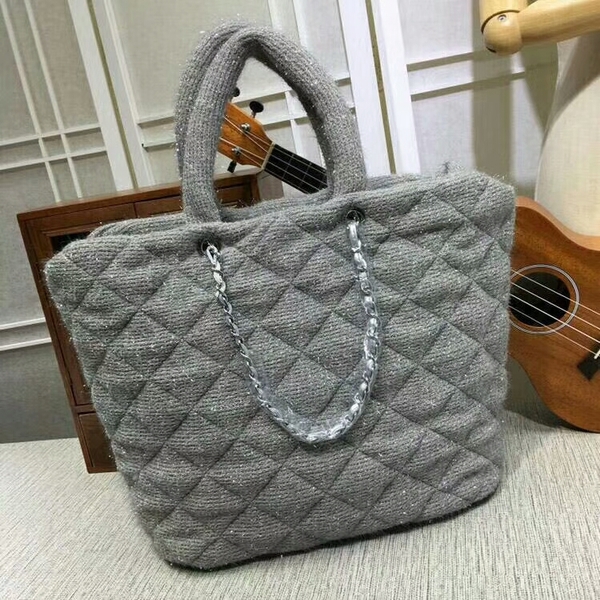 Chanel Suede Leather Tote Bag 92111 Grey