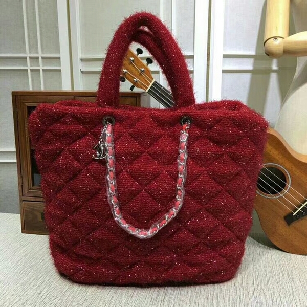 Chanel Suede Leather Tote Bag 92111 Red