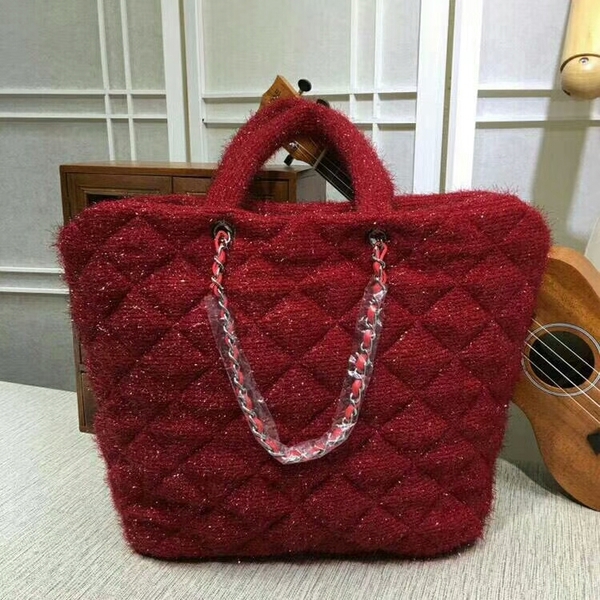 Chanel Suede Leather Tote Bag 92111 Red