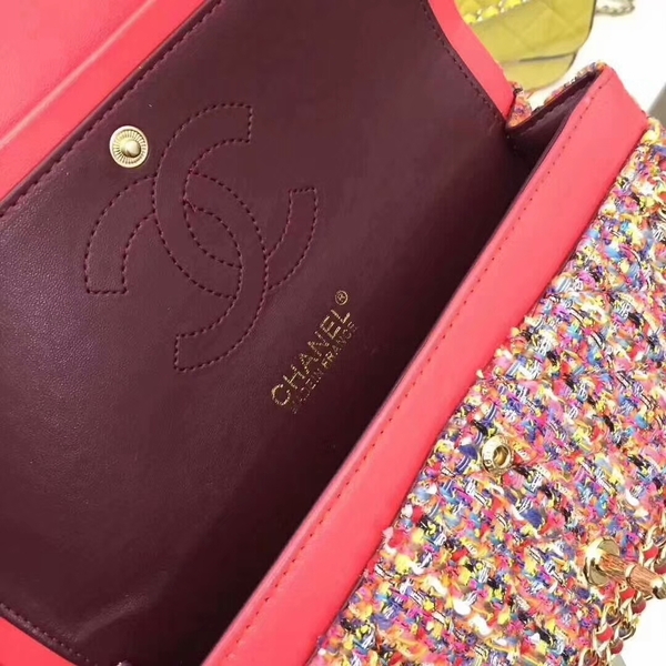 Chanel 2018 Spring Summer Flap Shoulder Bag Red Canvas Leather 1112A Gold