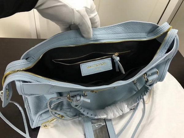 Balenciaga Giant City Gold Studs Handbag B084334 Light Blue