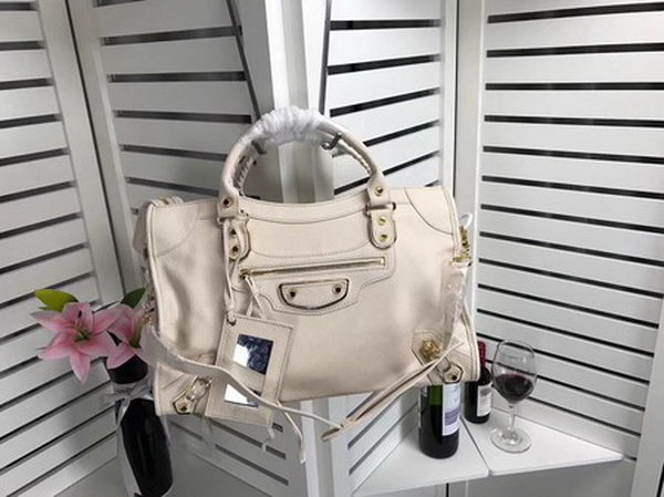 Balenciaga Giant City Gold Studs Handbag B084334 OffWhite