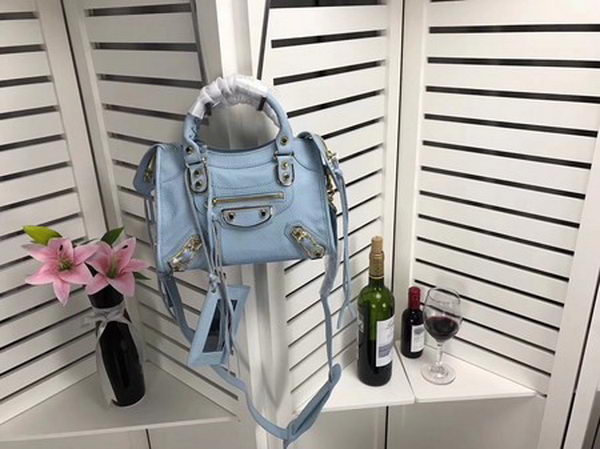 Balenciaga Giant City Gold Studs Handbag B084335 Light Blue