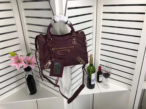 Balenciaga Giant City Gold Studs Handbag B084335 Wine