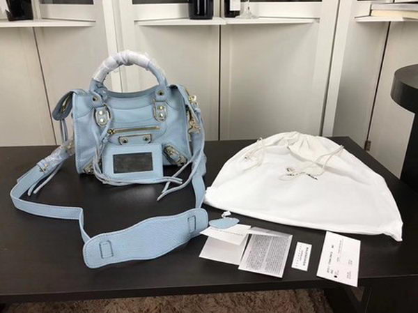 Balenciaga Giant City Gold Studs Handbag B084336 Light Blue