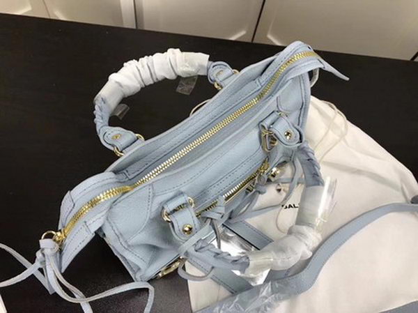 Balenciaga Giant City Gold Studs Handbag B084336 Light Blue