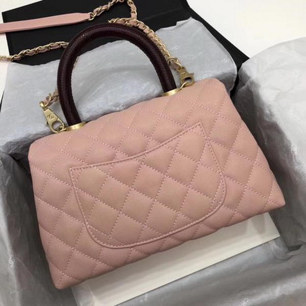 Chanel Classic Top Handle Bag Pink Cannage Pattern A92290 Wine