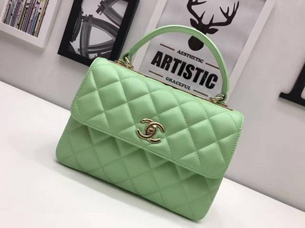 Chanel Classic Top Handle Bag Sheepskin Leather CHA2371 Green