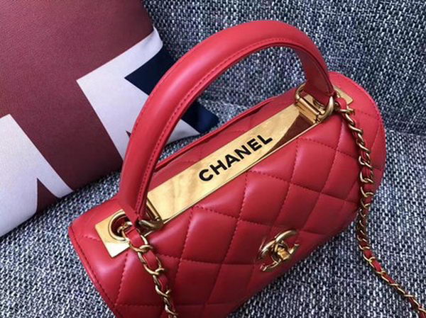 Chanel Classic Top Handle Bag Sheepskin Leather CHA2371 Red