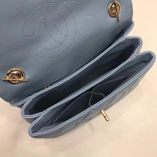 Chanel Classic Top Handle Bag Sheepskin Leather CHA2371 SkyBlue