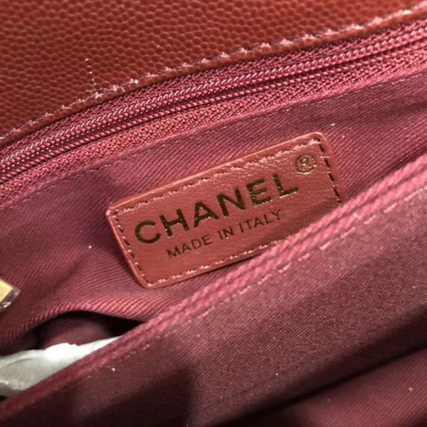 Chanel Classic Top Handle Bag Wine Cannage Pattern A92290 Gold