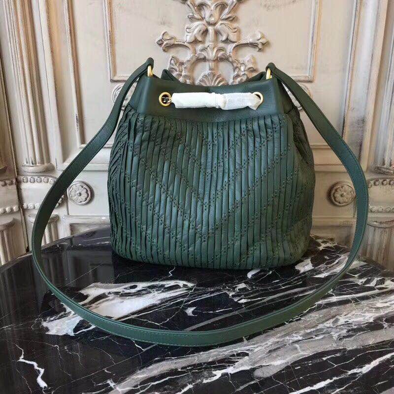 Chanel Original Calfskin Leather Bucket Bag 28173 Green