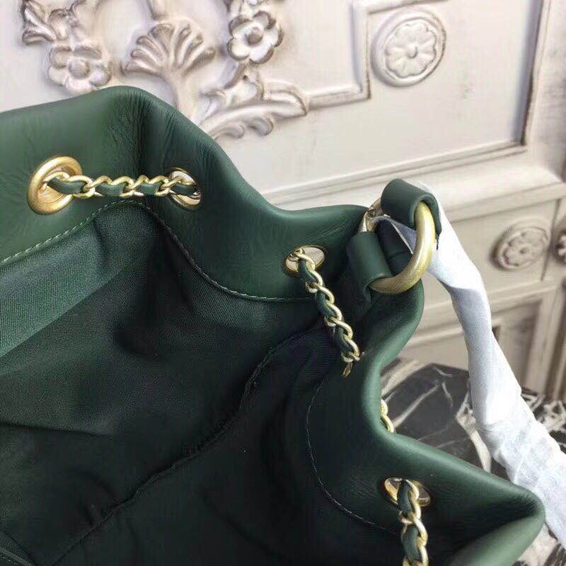 Chanel Original Calfskin Leather Bucket Bag 28173 Green