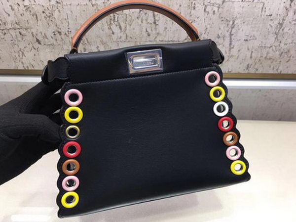 Fendi Peekaboo Mini Bag Calfskin Leather 8BN244 Black