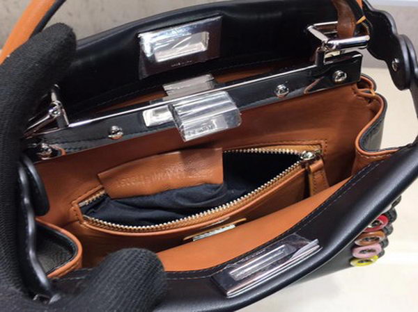 Fendi Peekaboo Mini Bag Calfskin Leather 8BN244 Black