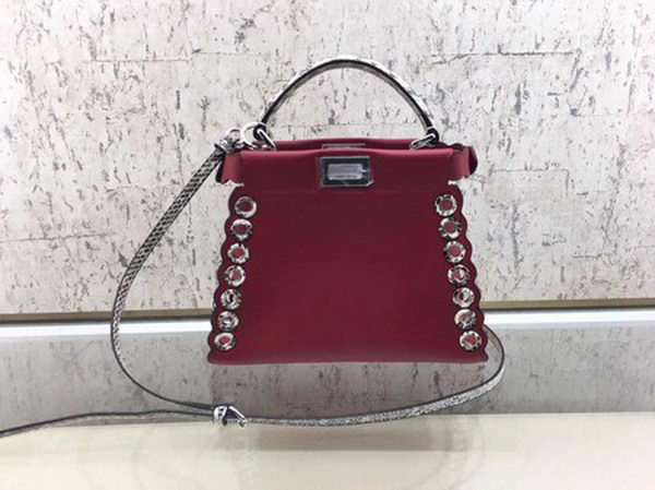 Fendi Peekaboo Mini Bag Calfskin Leather 8BN244 Red
