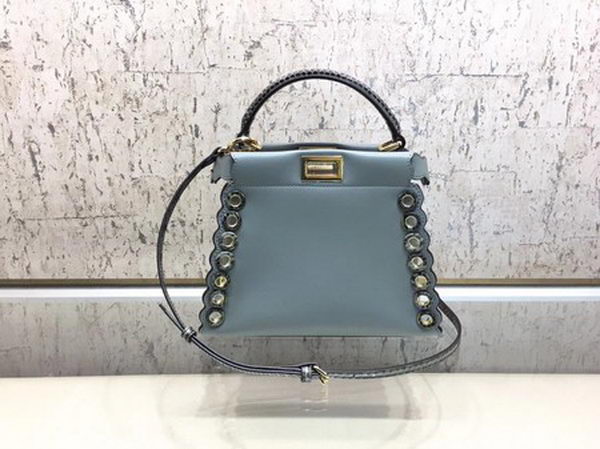 Fendi Peekaboo Mini Bag Calfskin Leather 8BN244 Skyblue