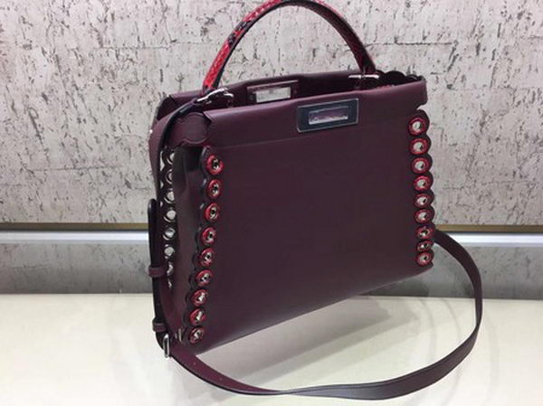 Fendi Peekaboo Small Bag Calfskin Leather 8BN245 Wine