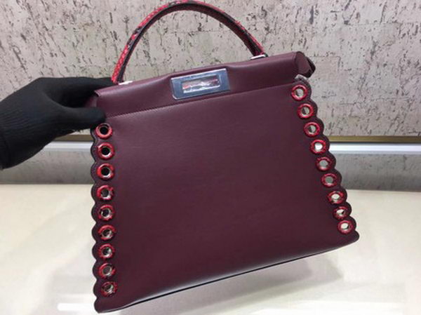 Fendi Peekaboo Small Bag Calfskin Leather 8BN245 Wine