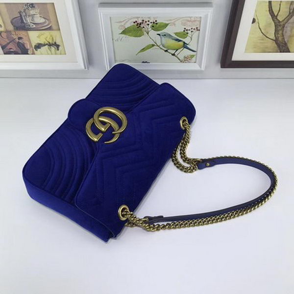 Gucci GG Marmont Embroidered Velvet Bag 443496 Blue