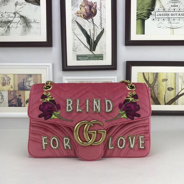Gucci GG Marmont Medium Velvet Shoulder Bag 443496 Pink