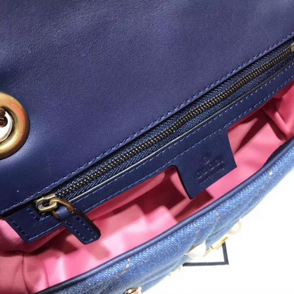 Gucci GG Marmont Small Chevron Shoulder Bag 443497 Blue