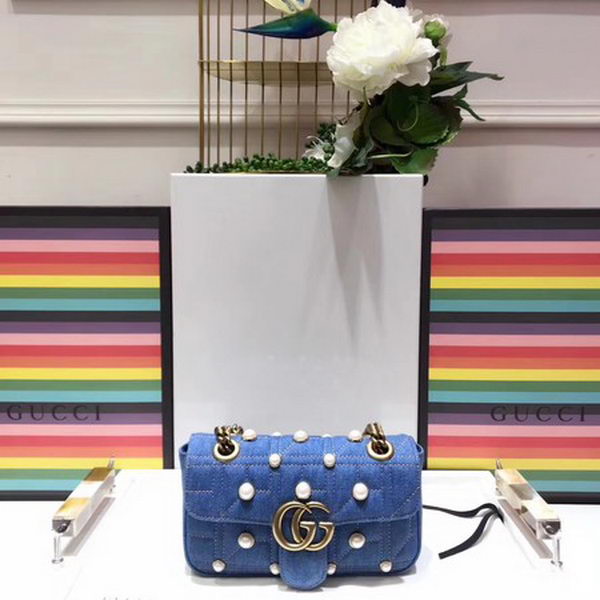 Gucci GG Marmont Matelasse Denim mini Bag 446744 Blue