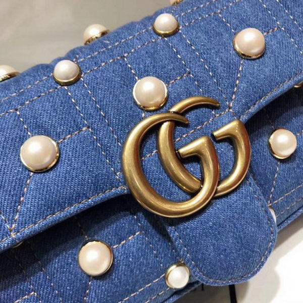 Gucci GG Marmont Matelasse Denim mini Bag 446744 Blue