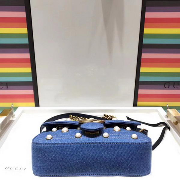 Gucci GG Marmont Matelasse Denim mini Bag 446744 Blue