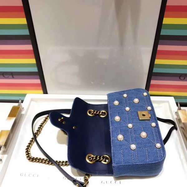Gucci GG Marmont Matelasse Denim mini Bag 446744 Blue