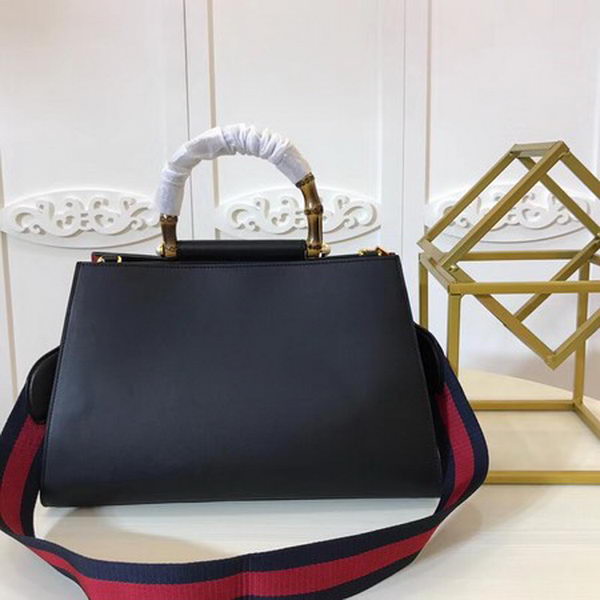 Gucci Nymphaea Leather Top Handle Bag 453764 Black