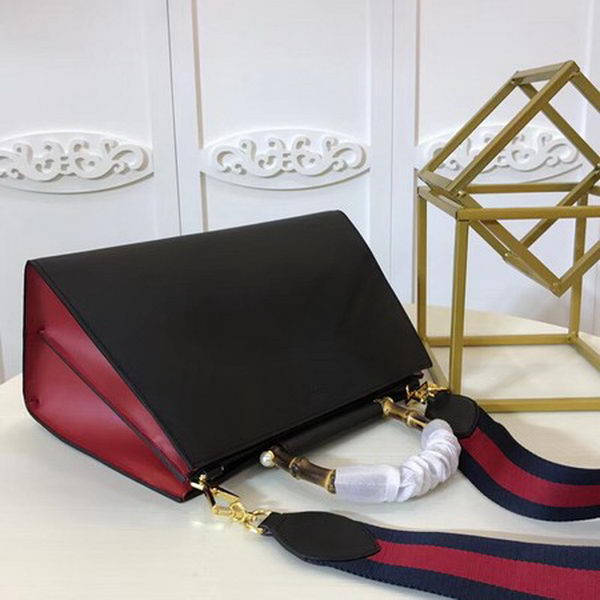 Gucci Nymphaea Leather Top Handle Bag 453764 Black