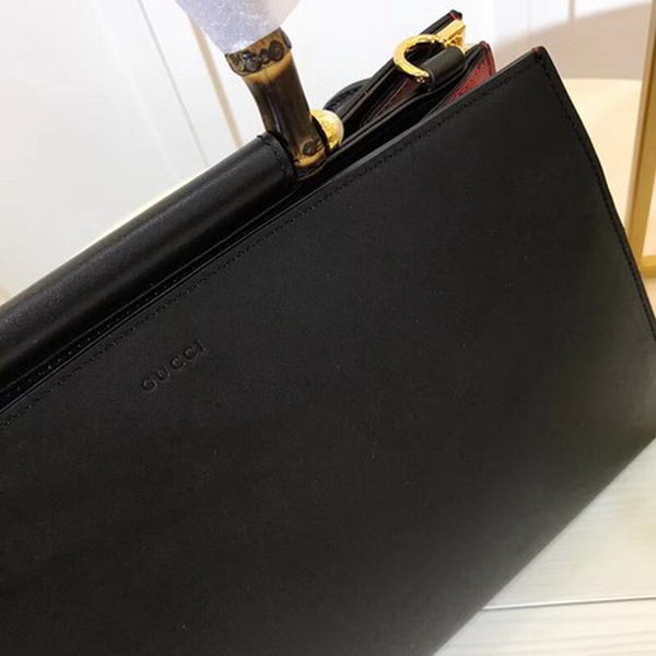 Gucci Nymphaea Leather Top Handle Bag 453764 Black