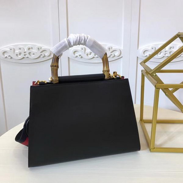 Gucci Nymphaea Leather Top Handle Bag 459076 Black