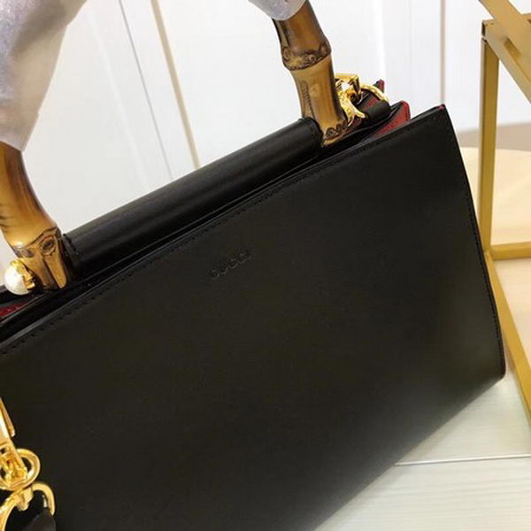 Gucci Nymphaea Leather Top Handle Bag 459076 Black