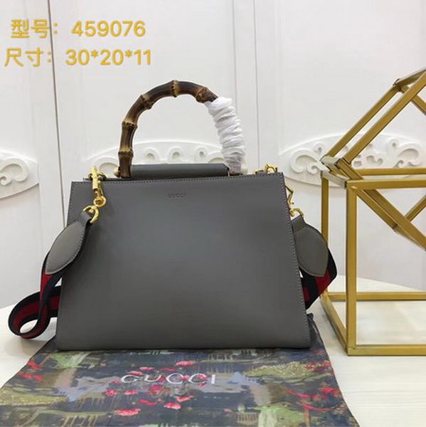 Gucci Nymphaea Leather Top Handle Bag 459076 Grey