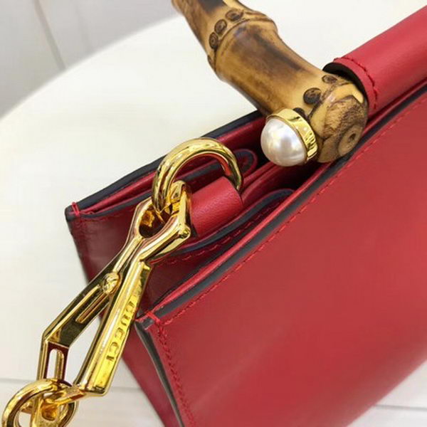 Gucci Nymphaea Leather Top Handle Bag 459076 Red