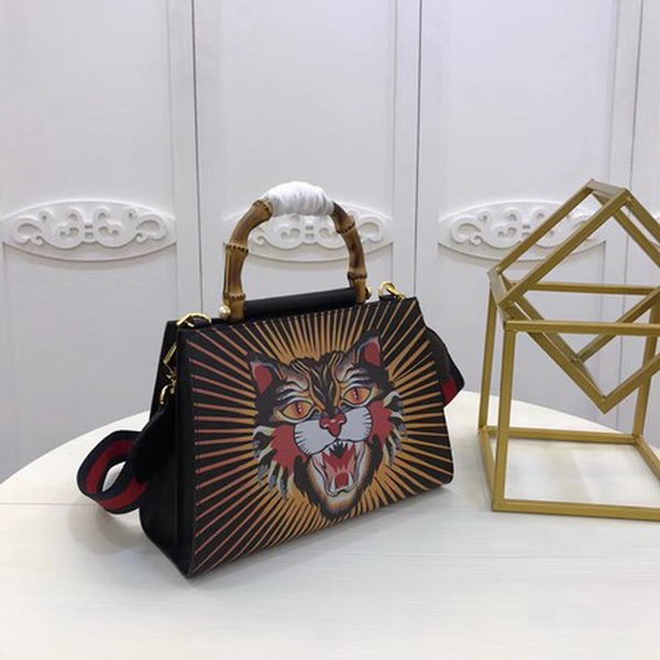Gucci Nymphaea Leather Top Handle Bag 459076 Tiger