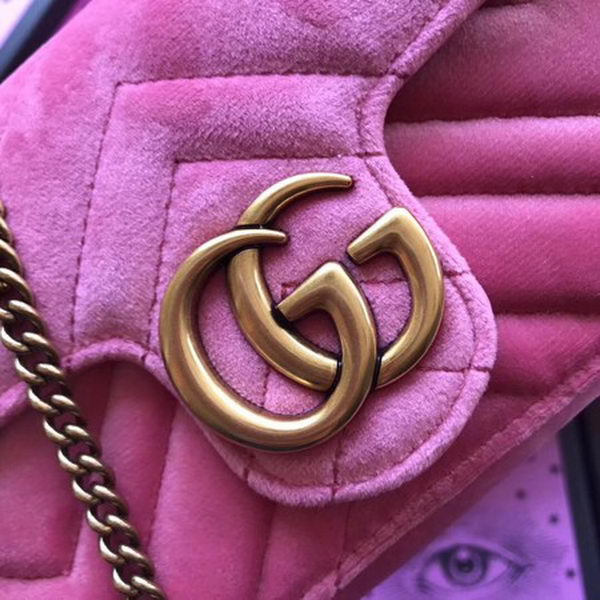 Gucci GG Marmont Velvet Super Mini Bag 476433 Pink