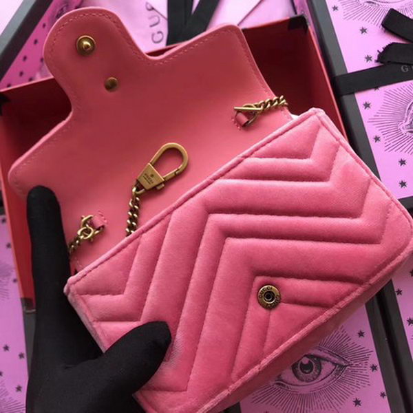 Gucci GG Marmont Velvet Super Mini Bag 476433 Pink