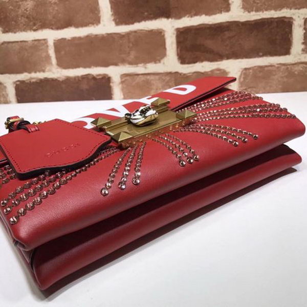 Gucci Crystal Embellished Shoulder Bag 477330 Red