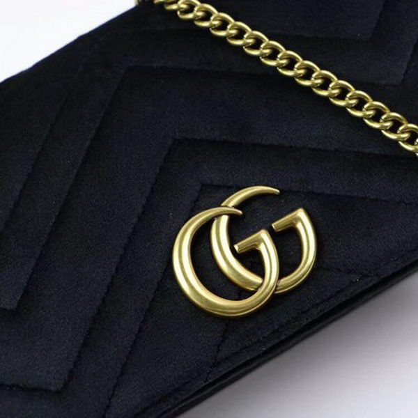 Gucci GG Marmont Embroidered Velvet Mini Bag 488426 Black