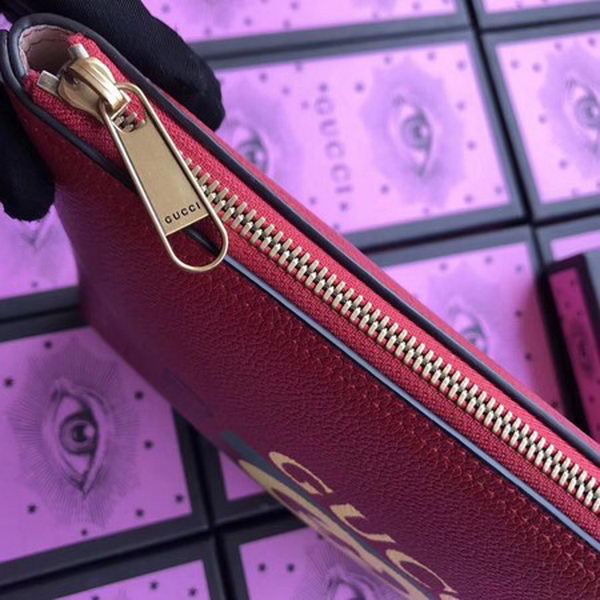 Gucci Print Leather Medium Portfolio ‎500981 Red
