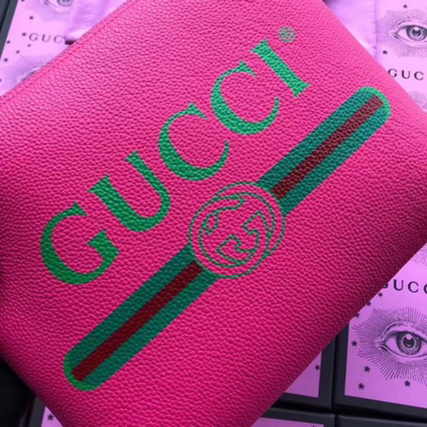 Gucci Print Leather Medium Portfolio ‎500981 Rose