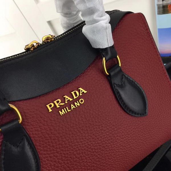 Prada Calfskin Leather Tote Bag 1BH093 Wine&Black